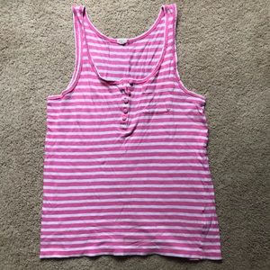 Pink striped J. Crew tank top